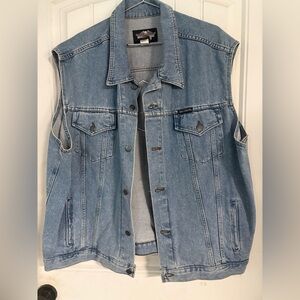 Harley Davidson Light Wash Denim Embroidered Vest Men’s Size XXL
